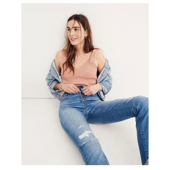 Madewell Cali Demi-Boot Jeans in Bronson Wash: Button-Front Edition Sz‎ 27 - Picture 4 of 14